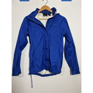 Marmot PreCip Eco Rain Jacket Womens S Hooded Waterproof Pit Zips‎ Blue